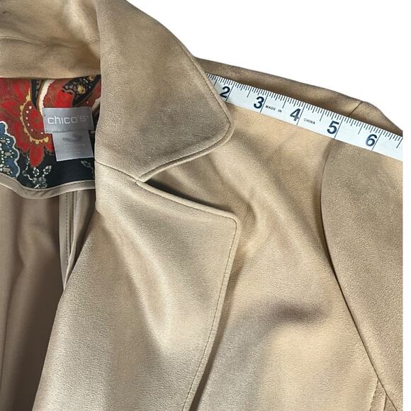 Chicos Paisley Long Swing Coat Boho Artsy Duster Jacket Travel Open Front Size3 - Picture 11 of 12